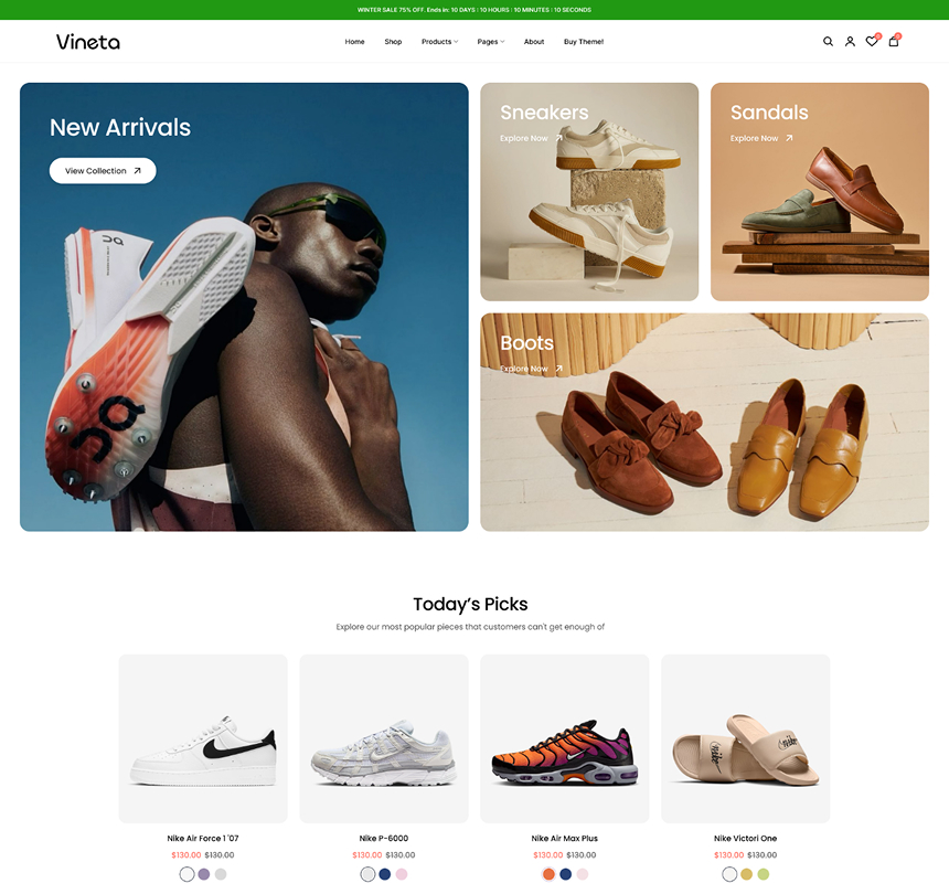 Vineta’s web development project screenshot
