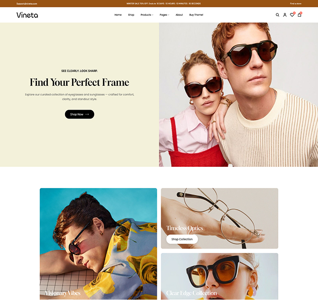 Vineta’s web development project screenshot