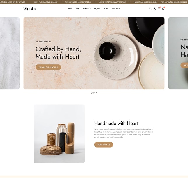 Vineta’s web development project screenshot