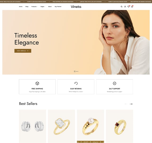Vineta’s web development project screenshot