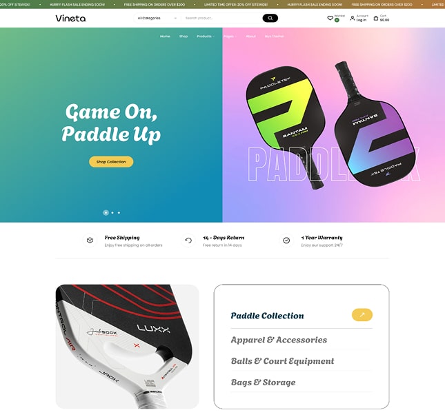 Vineta’s web development project screenshot